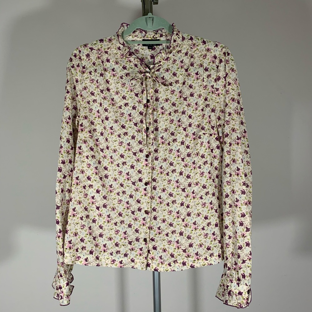 Topshop Purple and Pink Floral Victorian Blouse